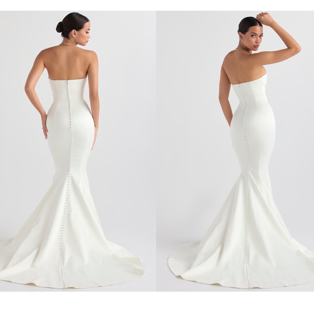 HOUSE OF CB 'Giselle' Ivory Satin Strapless Bridal Gown NWOT‎ size S - Picture 11 of 12